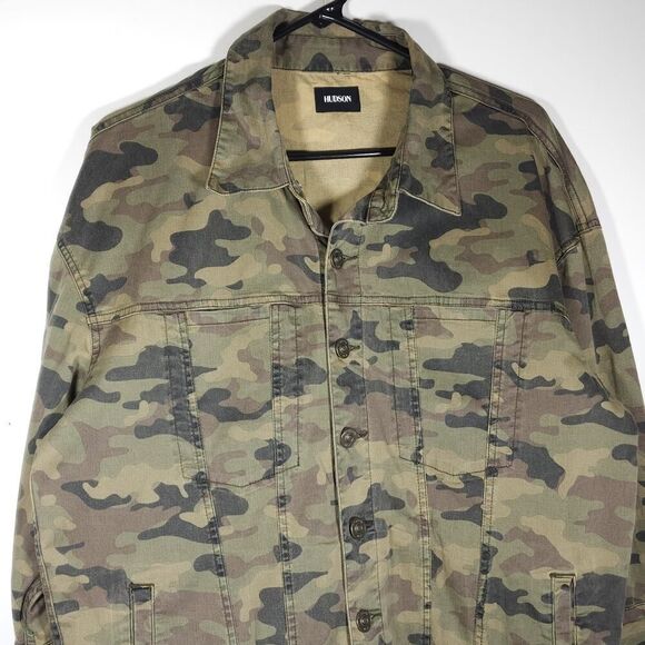 Hudson Women's Emmet Small Solimar Green Camo 3/4 Sleeve Boyfriend Jacket - Picture 2 of 11